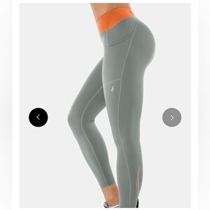 Fanka Gray and Orange High-Waisted Leggings Size Medium